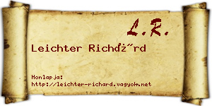 Leichter Richárd névjegykártya